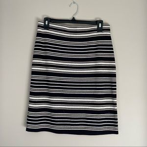 LOFT black, white, and tan striped skirt